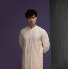 Pastel Peach Cotton Jacquard