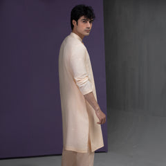 Pastel Peach Cotton Jacquard