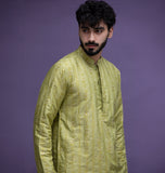 Olive Jacquard Kurta pyjama set