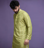Olive Jacquard Kurta pyjama set