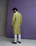 Olive Jacquard Kurta pyjama set