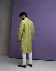 Olive Jacquard Kurta pyjama set