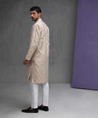 Ivory & Gold Jacquard Kurta pyjama set