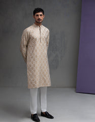 Ivory & Gold Jacquard Kurta pyjama set