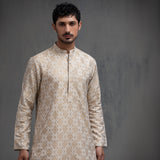 Ivory & Gold Jacquard Kurta pyjama set