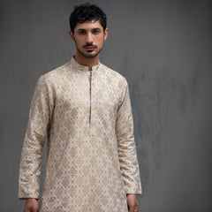 Ivory & Gold Jacquard Kurta pyjama set