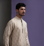 Ivory & Gold Jacquard Kurta pyjama set