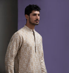Ivory & Gold Jacquard Kurta pyjama set