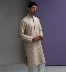 Ivory & Gold Jacquard Kurta pyjama set