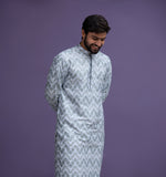 Ice blue Jacquard Kurta pyjama set