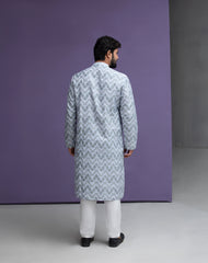 Ice blue Jacquard Kurta pyjama set