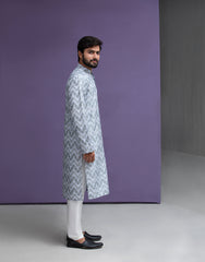 Ice blue Jacquard Kurta pyjama set
