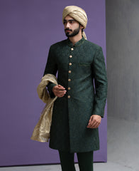 Haseen - Saliqaa'2025 - Dark Green Paisleys sherwani set