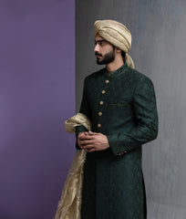 Haseen - Saliqaa'2025 - Dark Green Paisleys sherwani set