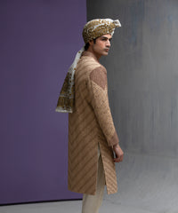 Eman - Gold & Maroon Sherwani set - Saliqaa'2025