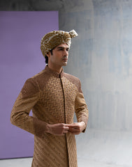 Eman - Gold & Maroon Sherwani set - Saliqaa'2025