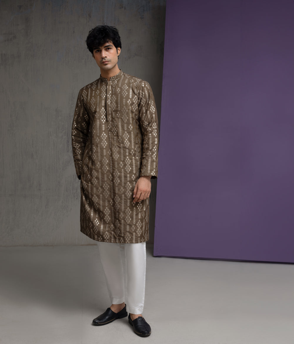 Olive & Gold Cotton Jacquard