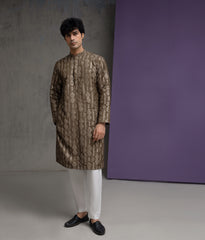 Olive & Gold Cotton Jacquard