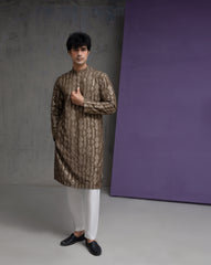Olive & Gold Cotton Jacquard