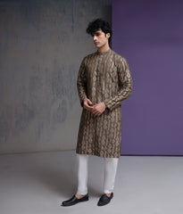 Olive & Gold Cotton Jacquard