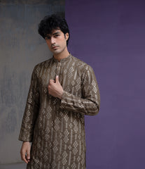 Olive & Gold Cotton Jacquard