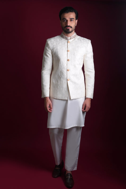 White 'Cross Stitch' - Prince Coat set