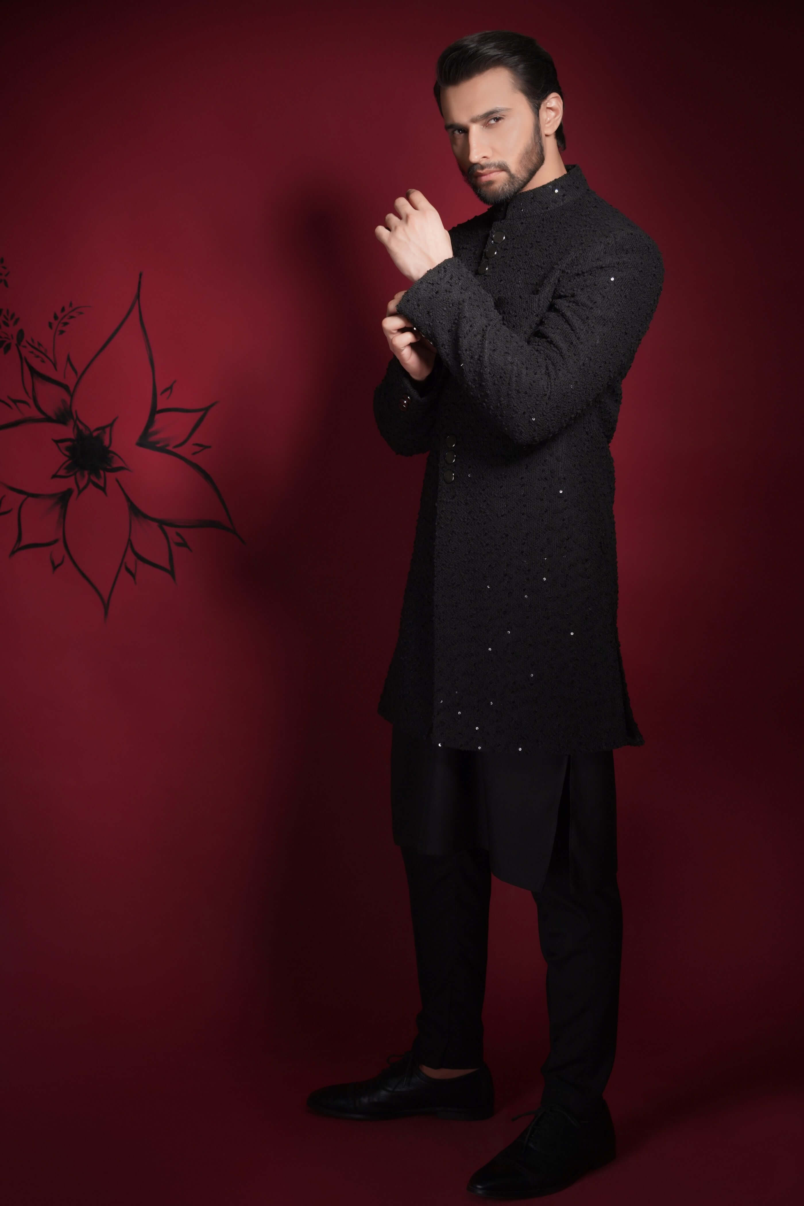 Black Sherwani Formen 