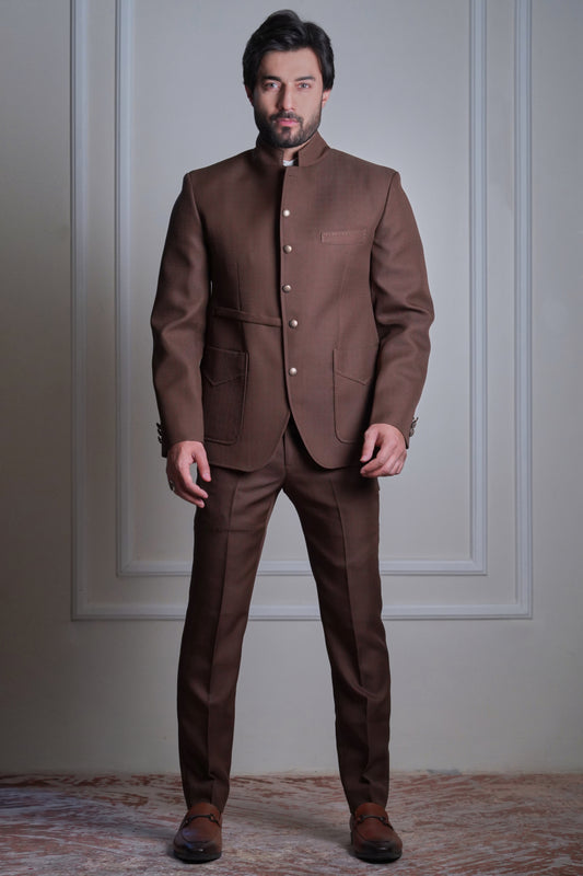 Saakhi 2.0 - A beautifully handcrafted suitings 120's woollen/silk blended 3pc suit with jacket