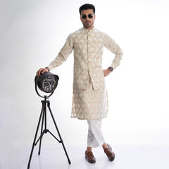 Fawn-Cotton-Brocade-Kurta-for-Men