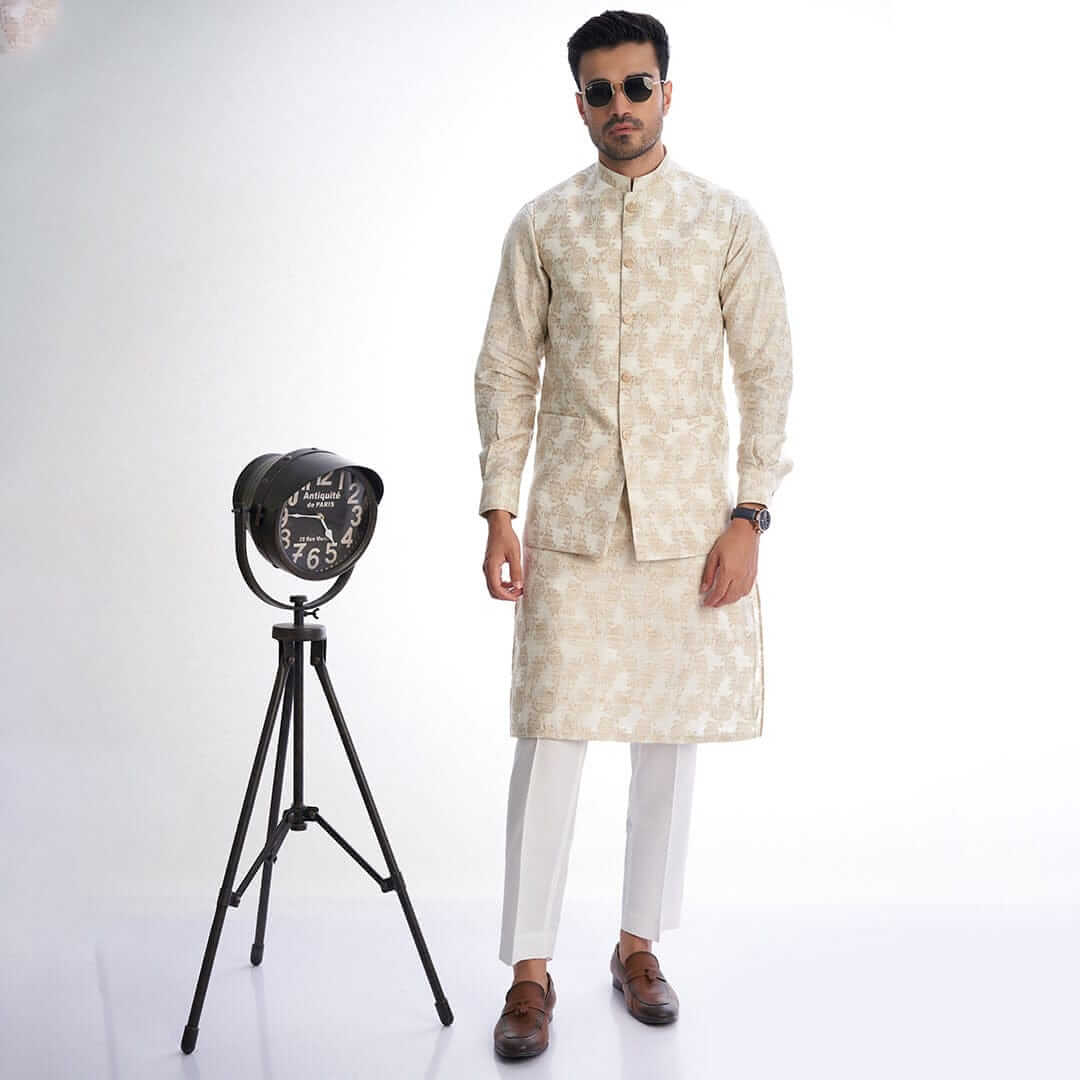 Fawn-Cotton-Brocade-Kurta-for-Men