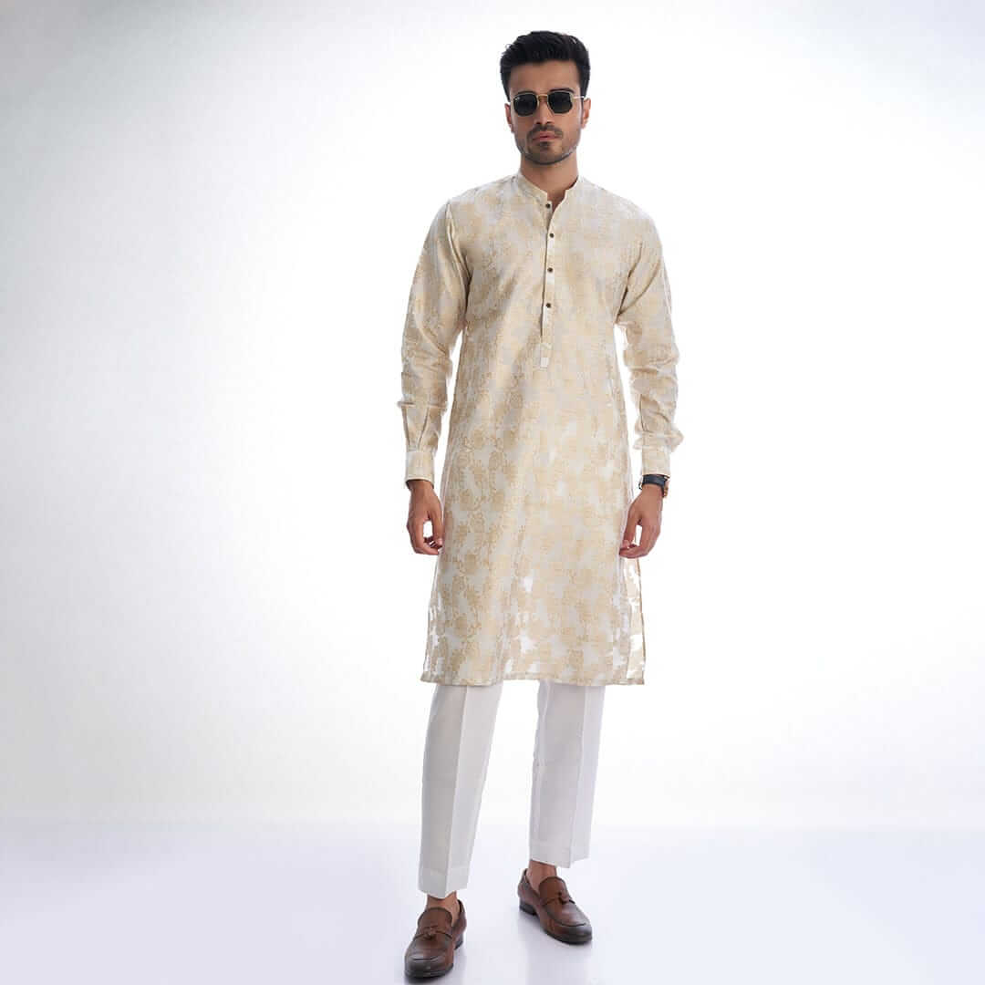 Fawn-Cotton-Brocade-Kurta-for-Men