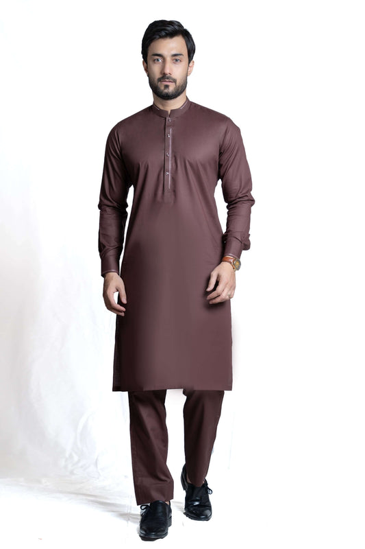 Fine Dark Brown Kurta and Pants 