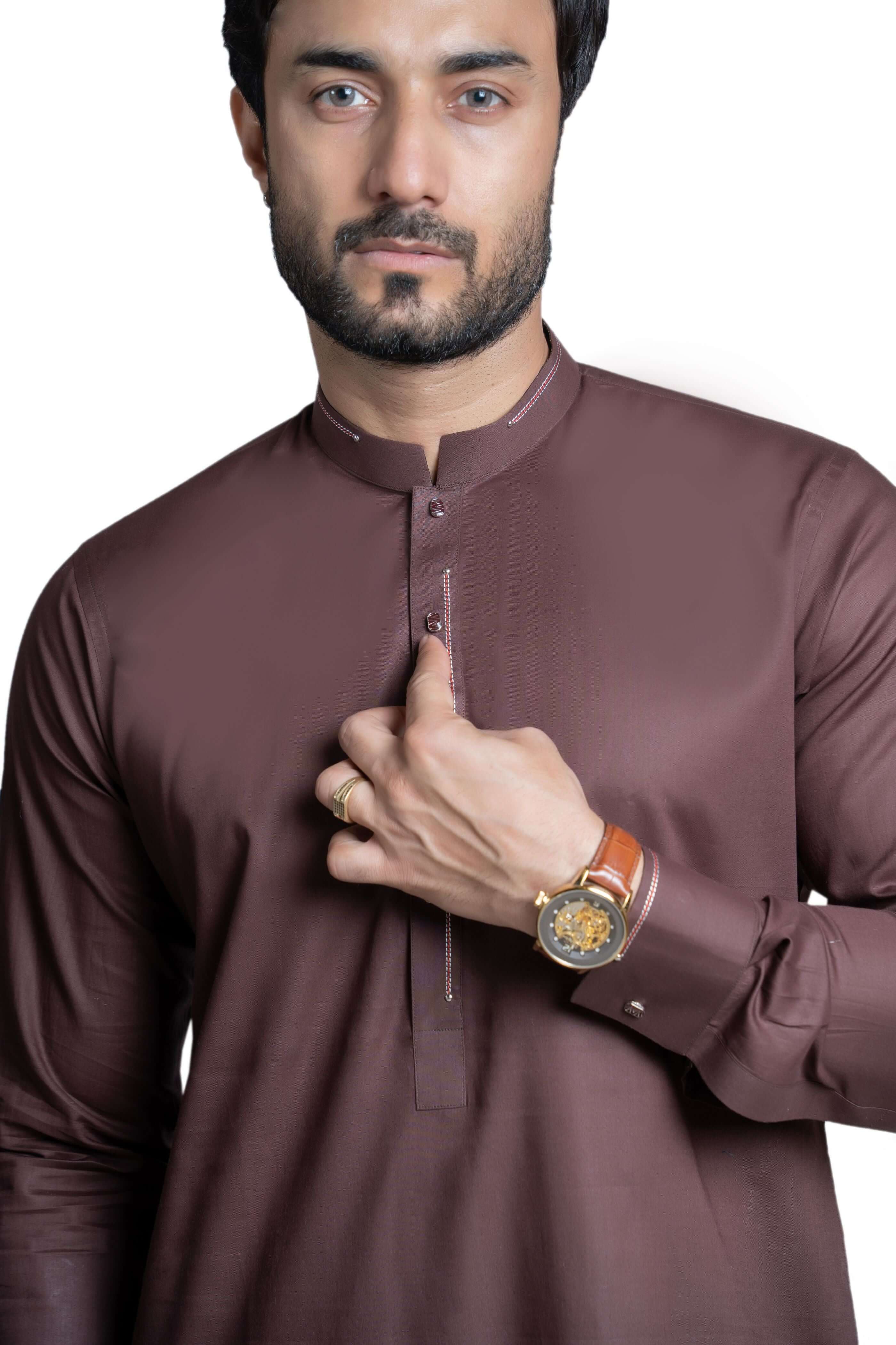 Fine Dark Brown Kurta and Pants