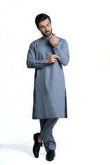 Grey Chambray Kurta Pants 