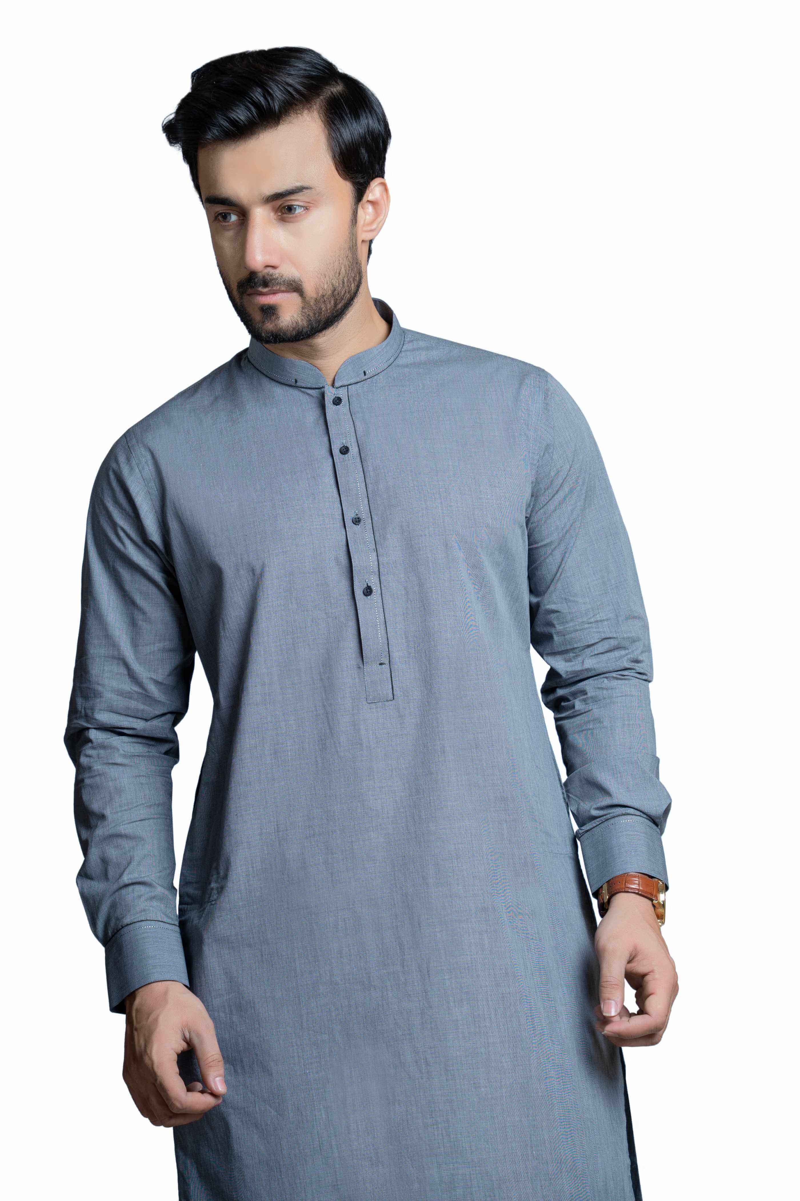 Grey Chambray Kurta Pants