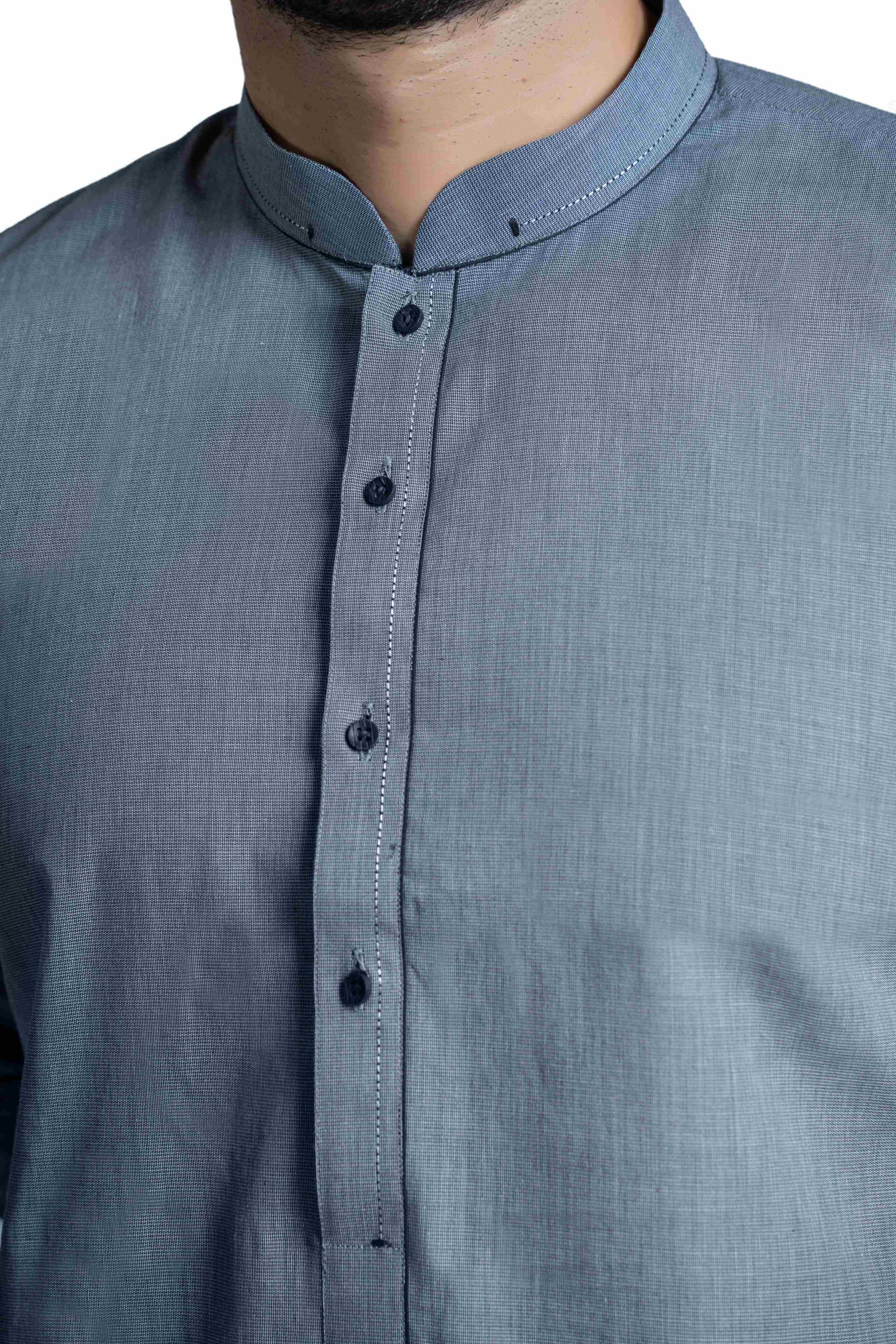 Grey Chambray Kurta Pants