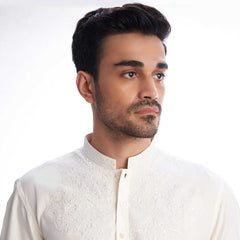 Ivory Embroidered White Mens Shalwar Kameez 