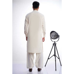 Ivory Embroidered White Mens Shalwar Kameez 