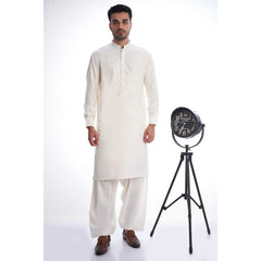 Ivory Embroidered White Mens Shalwar Kameez 