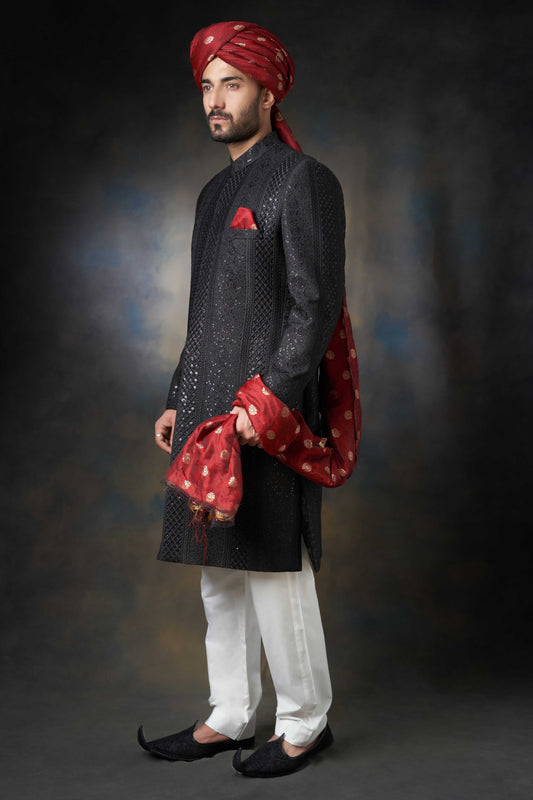 Jet Black Sherwani