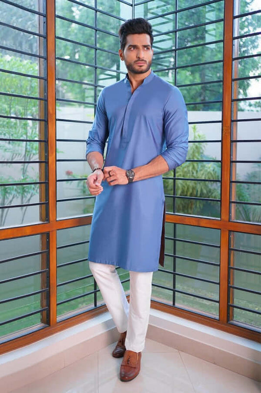 Light Blue and Brown kurta Pyjama for Mens