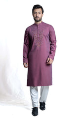 MaroonPurple Kurta and White Pyjama