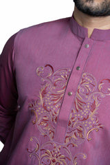 MaroonPurple Kurta and White Pyjama