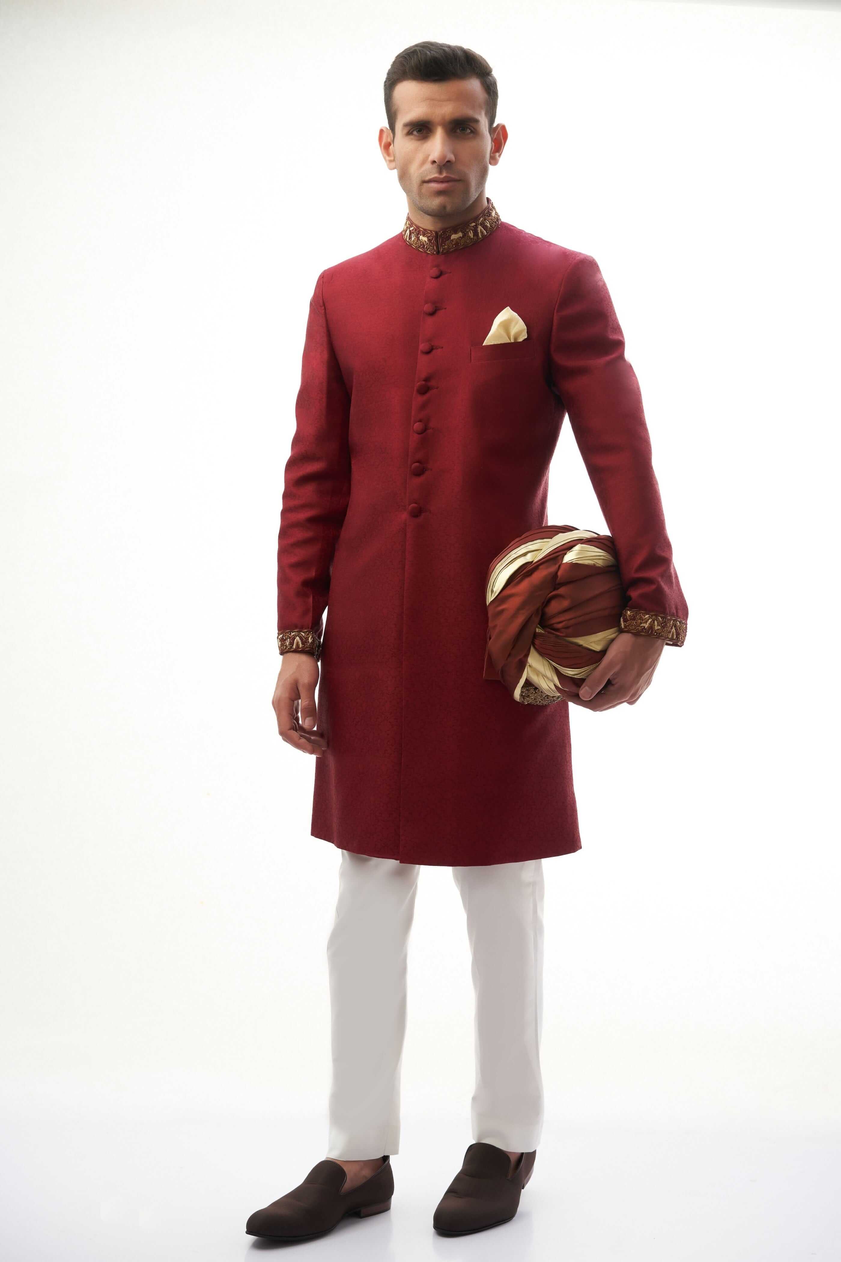 Maroon Silk Sherwani