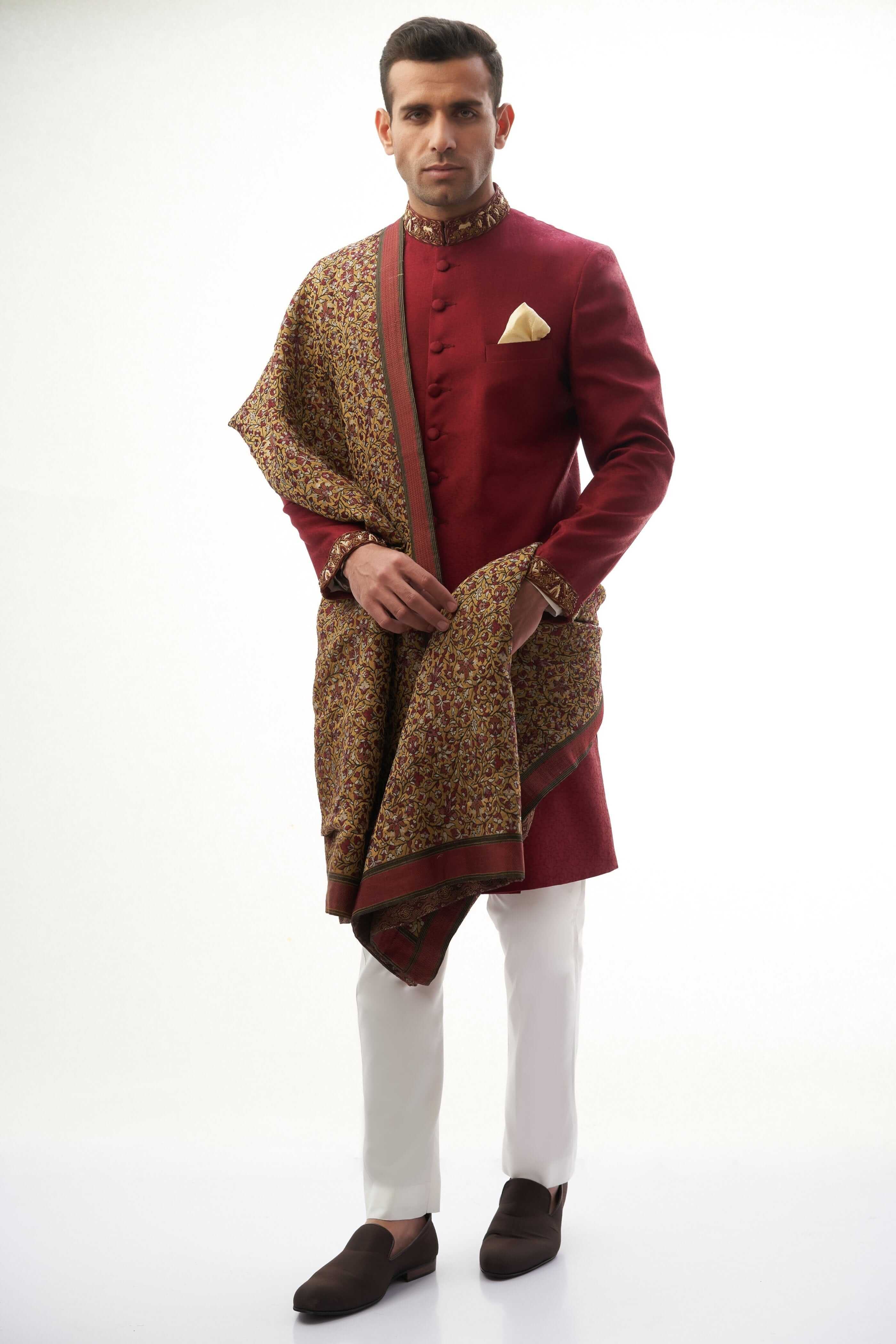 Maroon Silk Sherwani