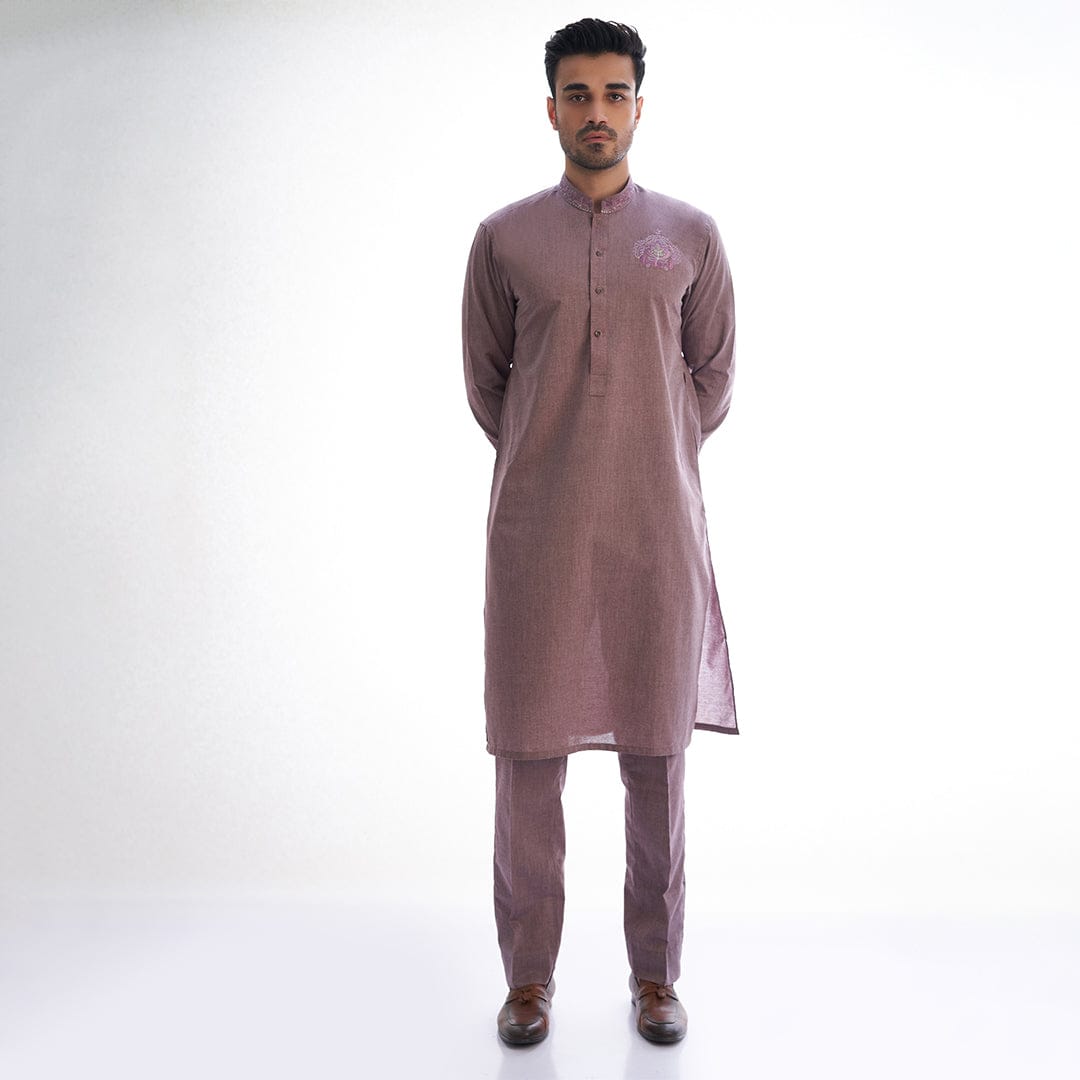 Mauve Men  kurta and drawstring trousers 