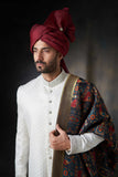 Pearl White Diamond Textured Men Sherwani