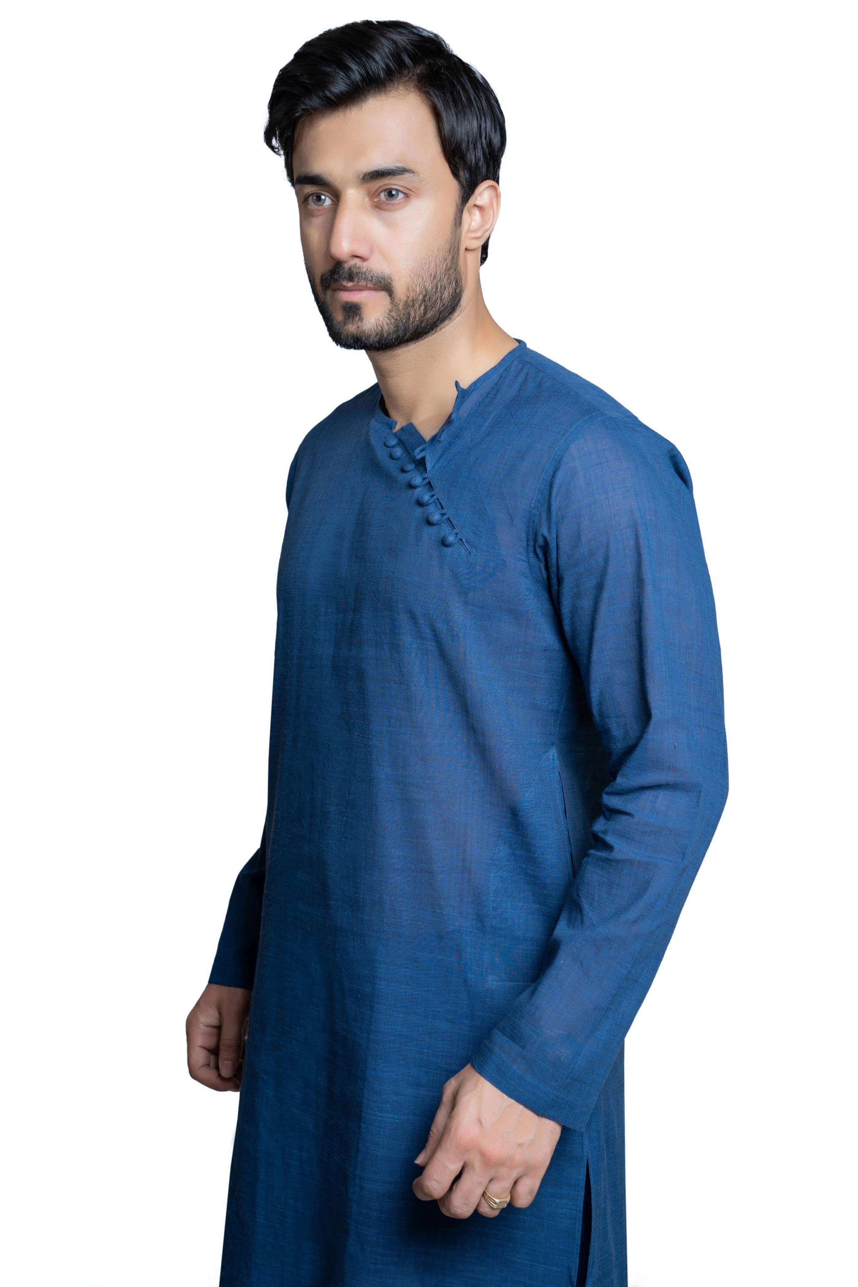 Pure Cotton  Blue Kurta Pajama