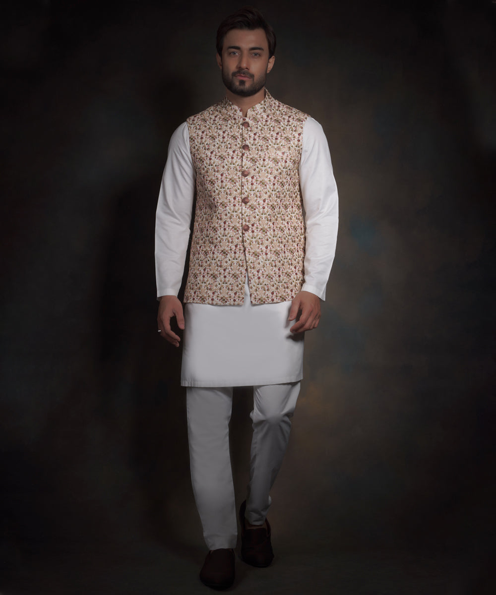 Ivory white form fitted raw silk waistcoat "The charmer"