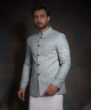 The Minimalist | Ice blue raw silk form fitted prince jacket